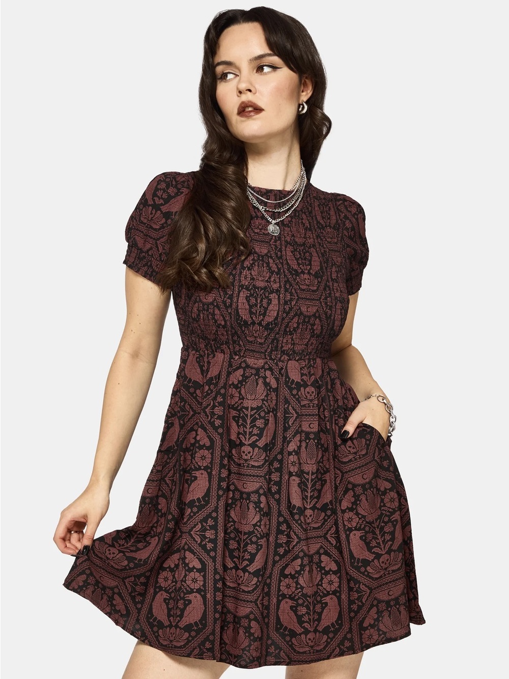 Disturbia Black and Burgundy Gothic Mini Dress